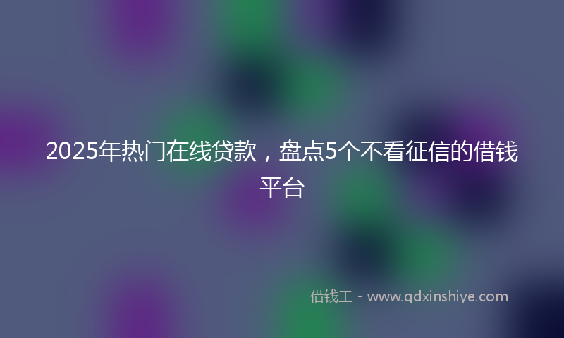 2025年热门在线贷款，盘点5个不看征信的借钱平台