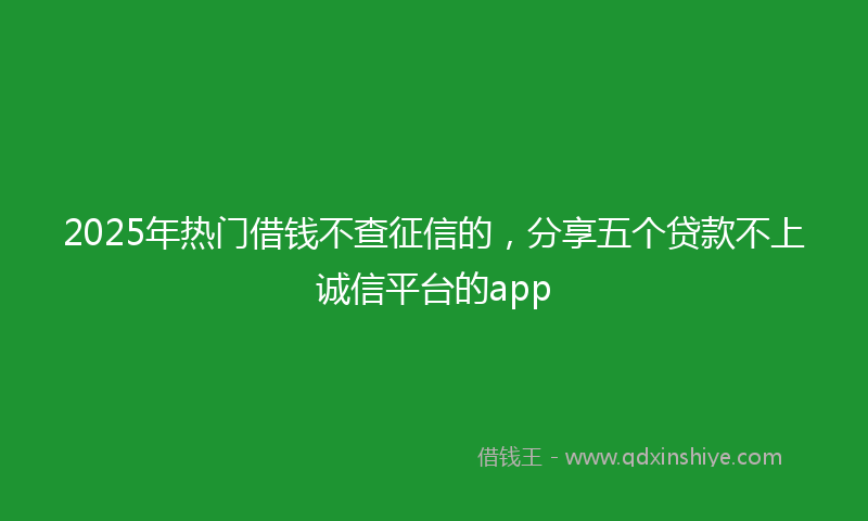 2025年热门借钱不查征信的，分享五个贷款不上诚信平台的app