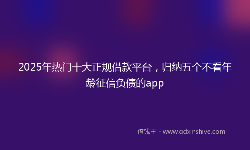 2025年热门十大正规借款平台，归纳五个不看年龄征信负债的app