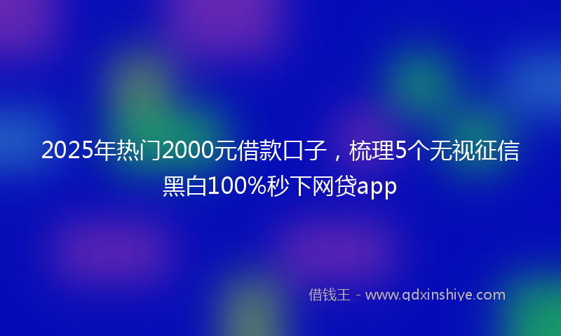 2025年热门2000元借款口子，梳理5个无视征信黑白100%秒下网贷app
