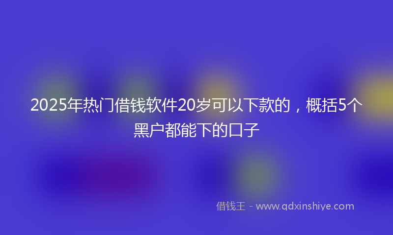 2025年热门借钱软件20岁可以下款的，概括5个黑户都能下的口子