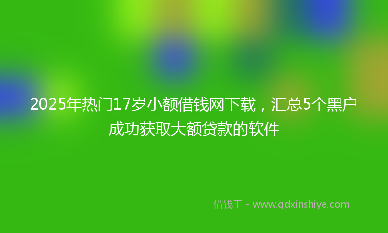 2025年热门17岁小额借钱网下载，汇总5个黑户成功获取大额贷款的软件