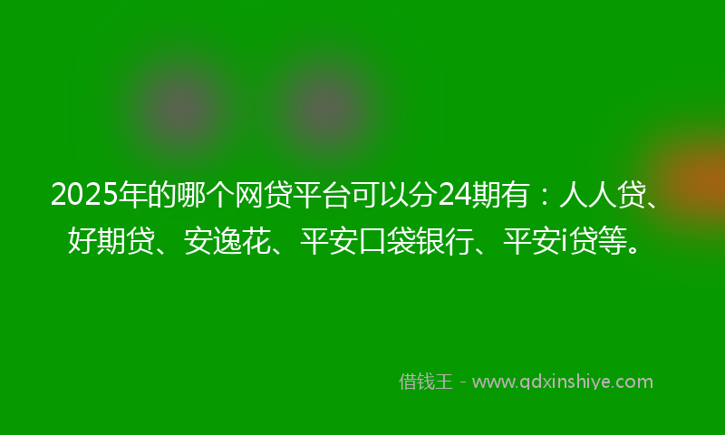 2025年的哪个网贷平台可以分24期有：人人贷、好期贷、安逸花、平安口袋银行、平安i贷等。