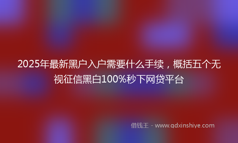 2025年最新黑户入户需要什么手续，概括五个无视征信黑白100%秒下网贷平台