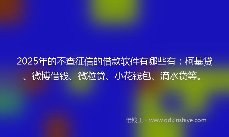 2025年的不查征信的借款软件有哪些有：柯基贷、微博借钱、微粒贷、小花钱包、滴水贷等。