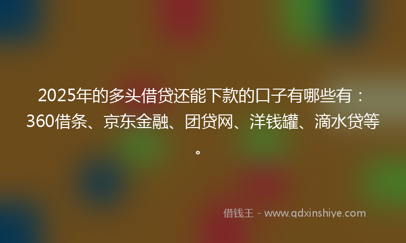 2025年的多头借贷还能下款的口子有哪些有：360借条、京东金融、团贷网、洋钱罐、滴水贷等。