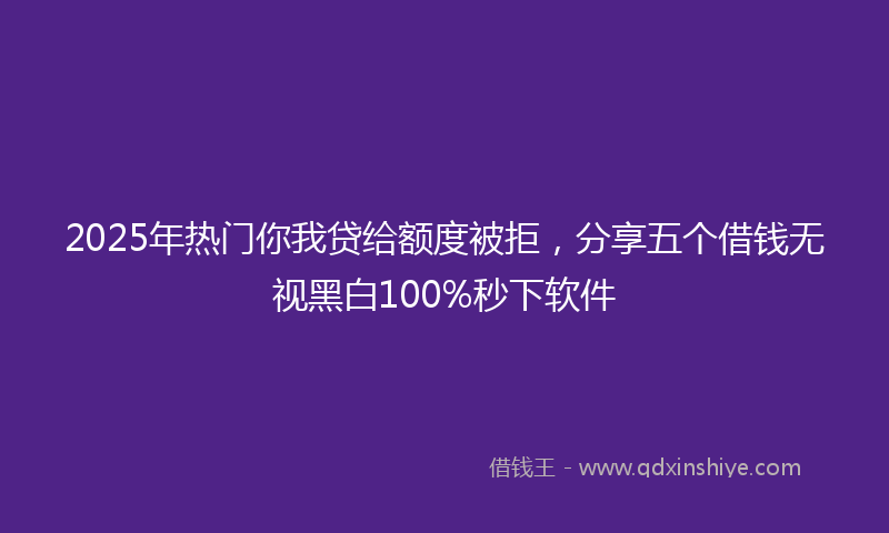 2025年热门你我贷给额度被拒，分享五个借钱无视黑白100%秒下软件