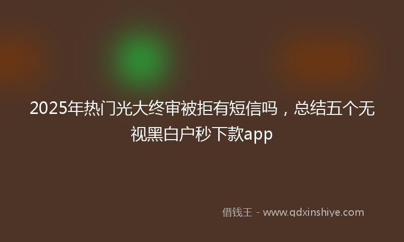 2025年热门光大终审被拒有短信吗，总结五个无视黑白户秒下款app