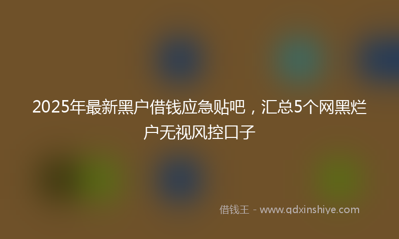2025年最新黑户借钱应急贴吧，汇总5个网黑烂户无视风控口子