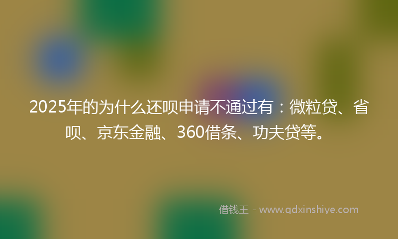 2025年的为什么还呗申请不通过有：微粒贷、省呗、京东金融、360借条、功夫贷等。