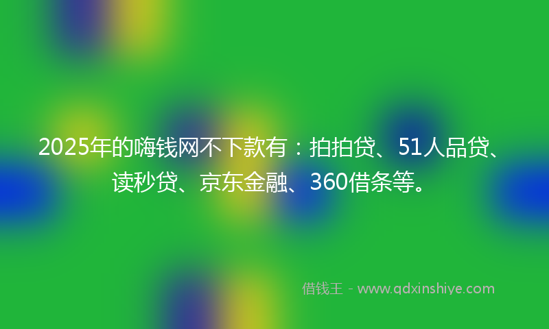 2025年的嗨钱网不下款有：拍拍贷、51人品贷、读秒贷、京东金融、360借条等。