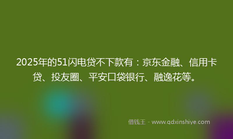 2025年的51闪电贷不下款有：京东金融、信用卡贷、投友圈、平安口袋银行、融逸花等。