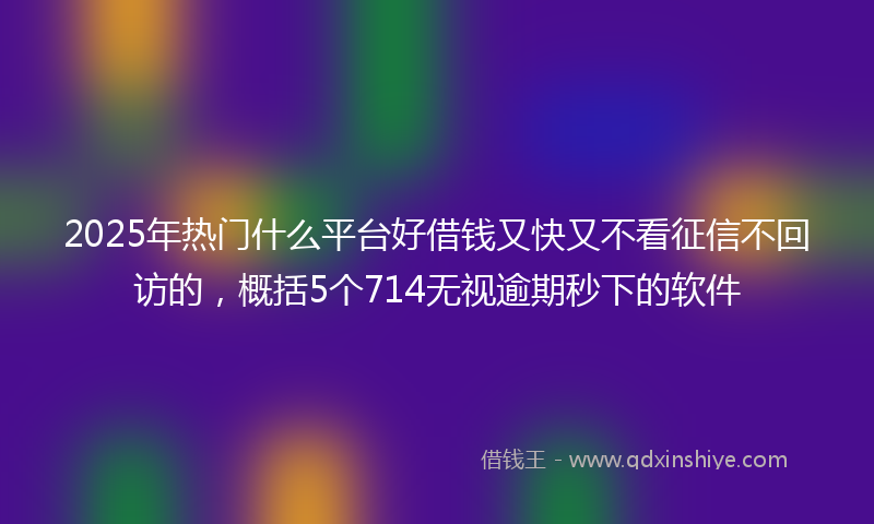 2025年热门什么平台好借钱又快又不看征信不回访的，概括5个714无视逾期秒下的软件