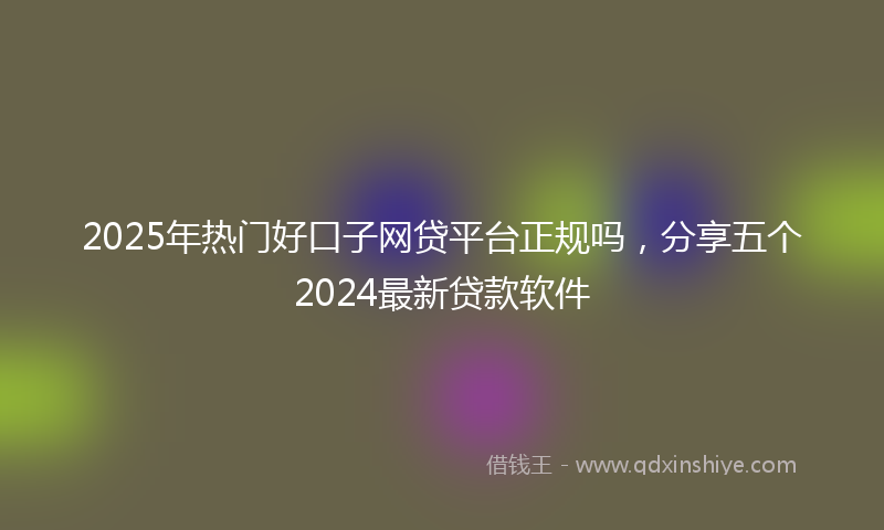 2025年热门好口子网贷平台正规吗，分享五个2024最新贷款软件