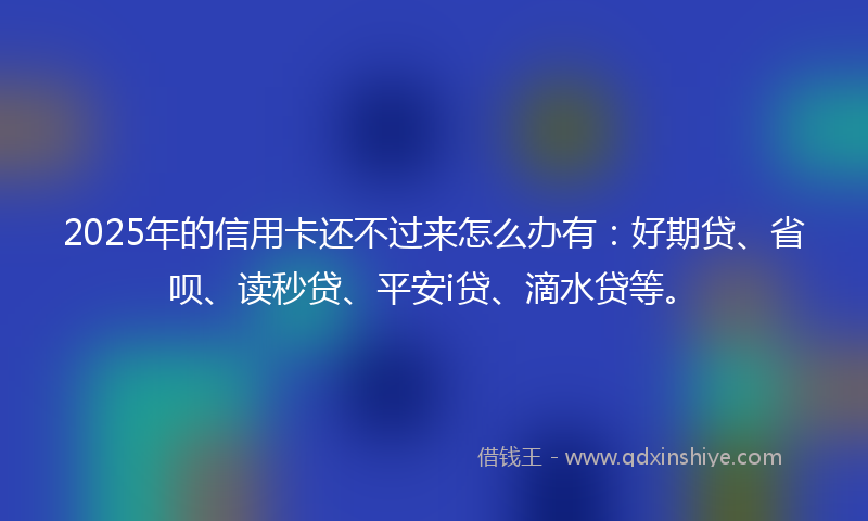 2025年的信用卡还不过来怎么办有：好期贷、省呗、读秒贷、平安i贷、滴水贷等。