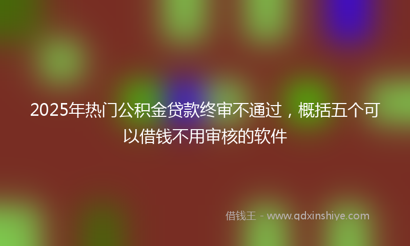 2025年热门公积金贷款终审不通过，概括五个可以借钱不用审核的软件