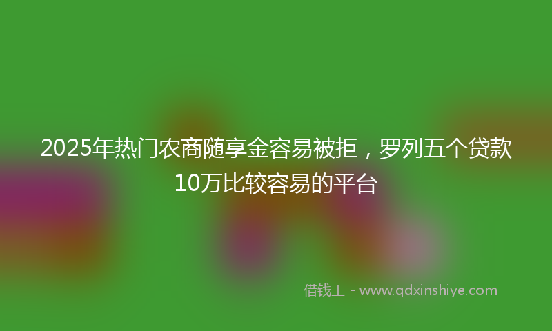 2025年热门农商随享金容易被拒，罗列五个贷款10万比较容易的平台
