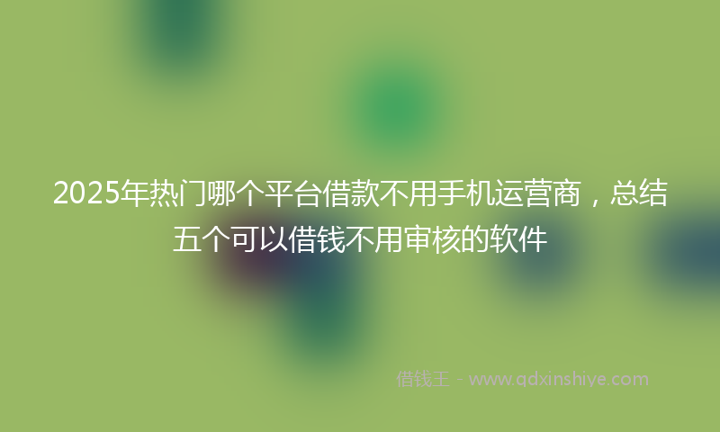 2025年热门哪个平台借款不用手机运营商，总结五个可以借钱不用审核的软件
