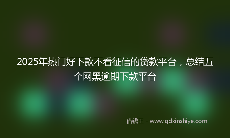 2025年热门好下款不看征信的贷款平台，总结五个网黑逾期下款平台