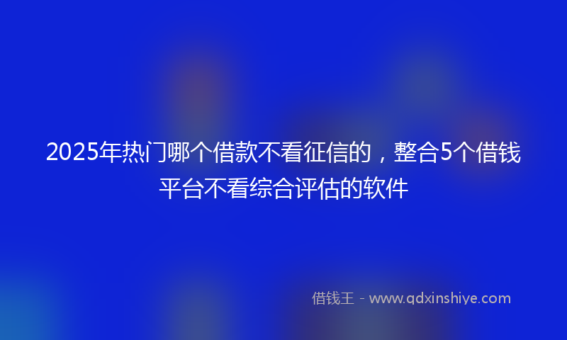 2025年热门哪个借款不看征信的，整合5个借钱平台不看综合评估的软件