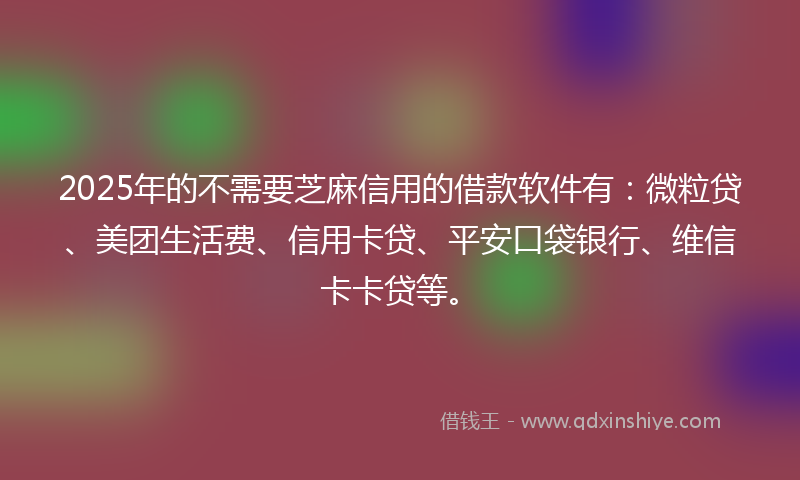 2025年的不需要芝麻信用的借款软件有：微粒贷、美团生活费、信用卡贷、平安口袋银行、维信卡卡贷等。