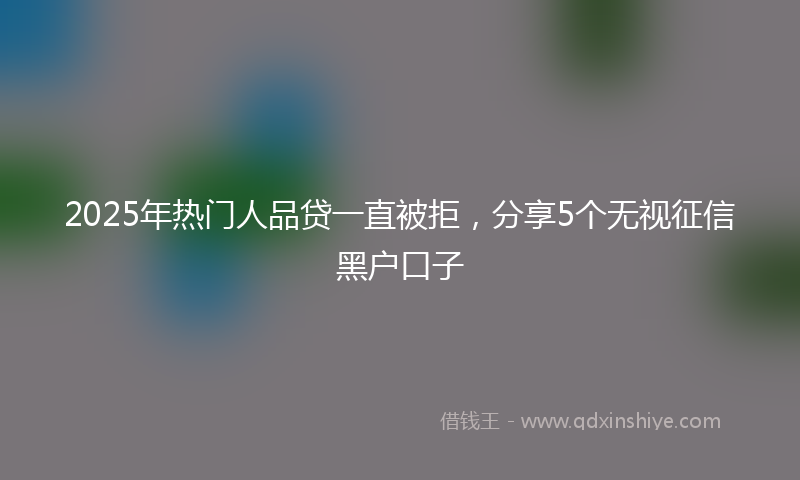 2025年热门人品贷一直被拒，分享5个无视征信黑户口子