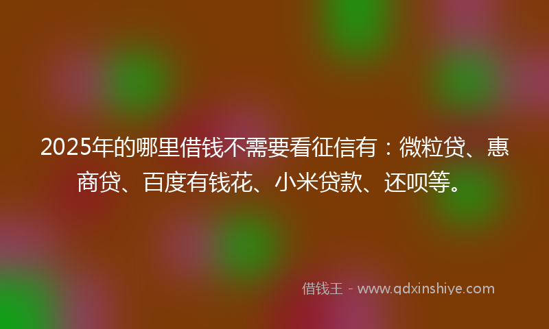 2025年的哪里借钱不需要看征信有：微粒贷、惠商贷、百度有钱花、小米贷款、还呗等。