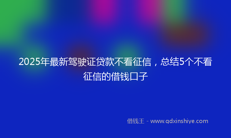 2025年最新驾驶证贷款不看征信，总结5个不看征信的借钱口子