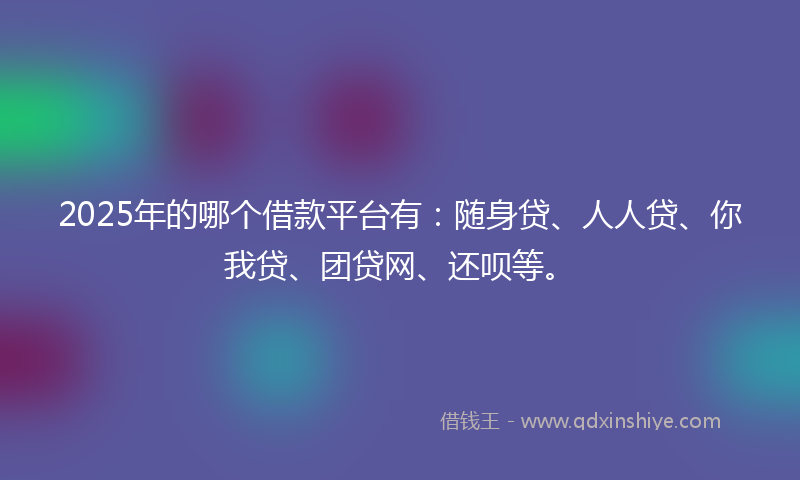 2025年的哪个借款平台有：随身贷、人人贷、你我贷、团贷网、还呗等。