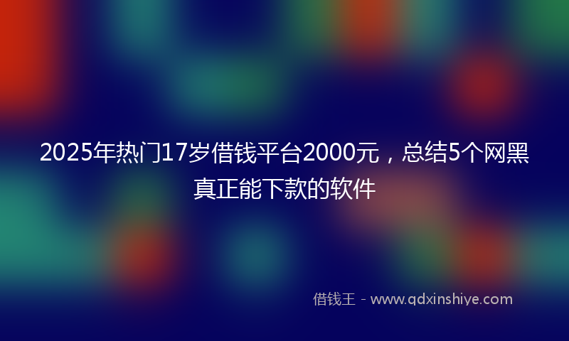 2025年热门17岁借钱平台2000元，总结5个网黑真正能下款的软件