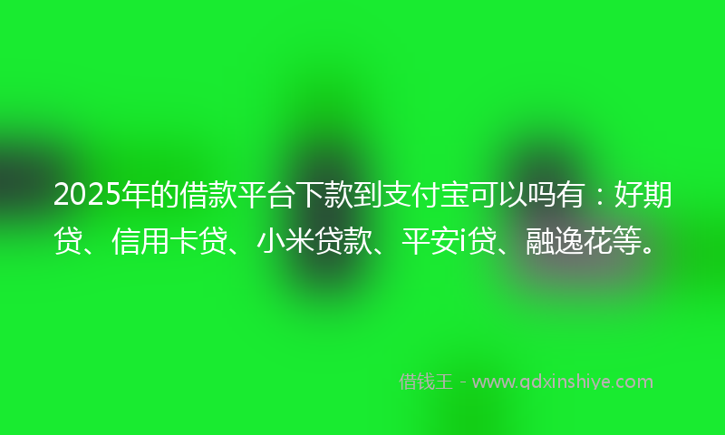 2025年的借款平台下款到支付宝可以吗有：好期贷、信用卡贷、小米贷款、平安i贷、融逸花等。