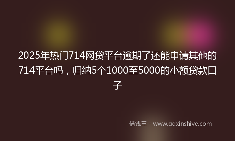 2025年热门714网贷平台逾期了还能申请其他的714平台吗，归纳5个1000至5000的小额贷款口子