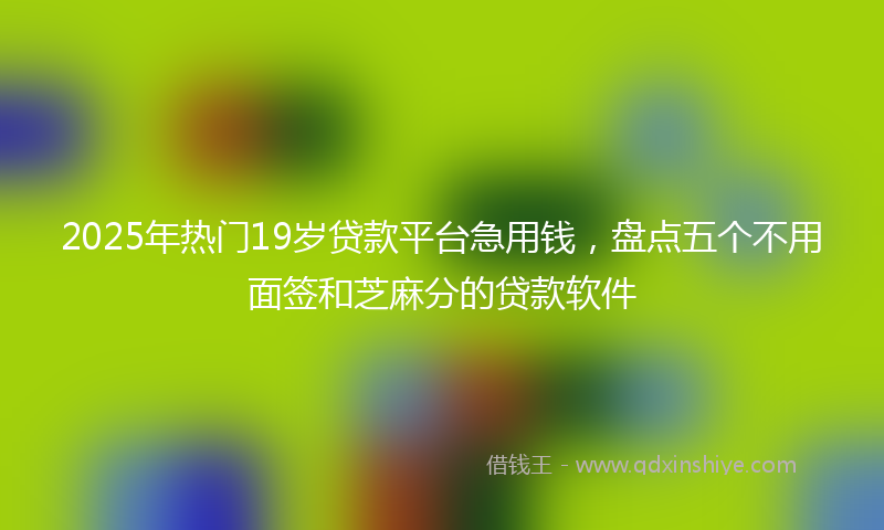 2025年热门19岁贷款平台急用钱，盘点五个不用面签和芝麻分的贷款软件