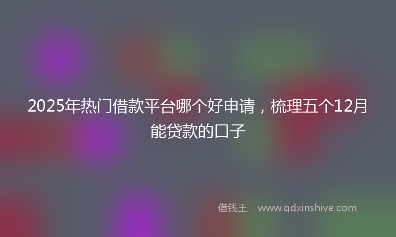 2025年热门借款平台哪个好申请，梳理五个12月能贷款的口子