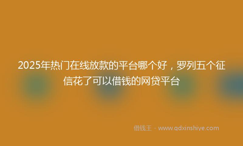 2025年热门在线放款的平台哪个好，罗列五个征信花了可以借钱的网贷平台