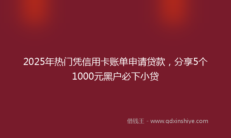 2025年热门凭信用卡账单申请贷款，分享5个1000元黑户必下小贷