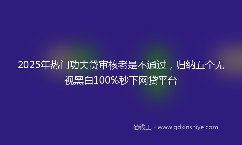 2025年热门功夫贷审核老是不通过，归纳五个无视黑白100%秒下网贷平台