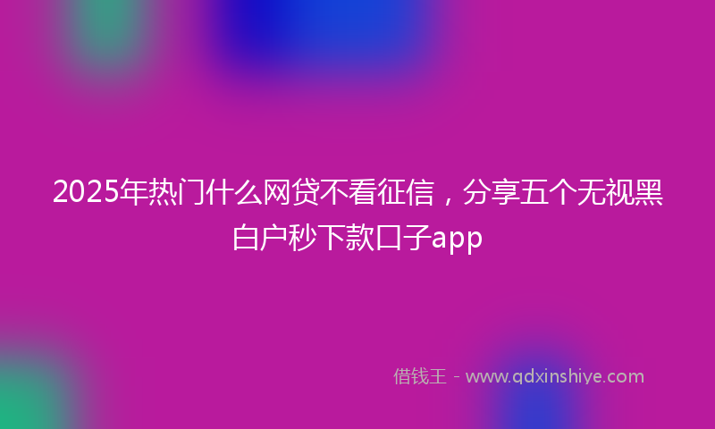 2025年热门什么网贷不看征信，分享五个无视黑白户秒下款口子app
