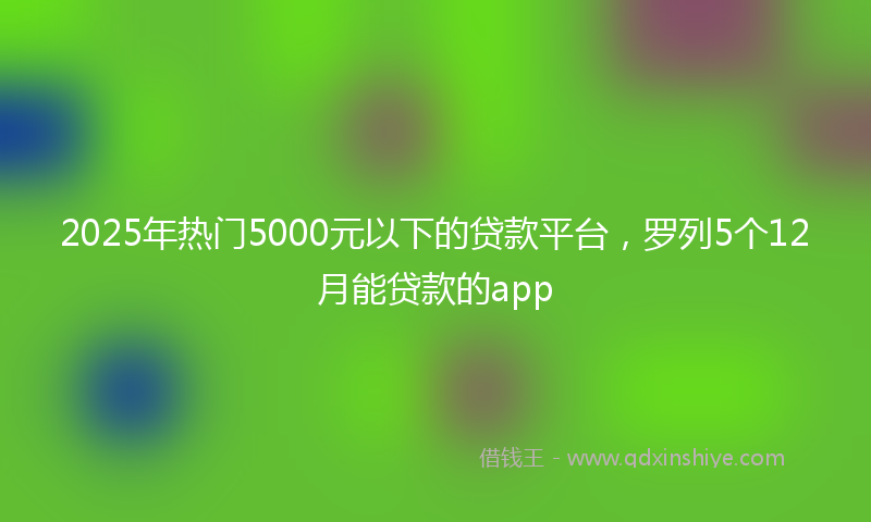 2025年热门5000元以下的贷款平台，罗列5个12月能贷款的app