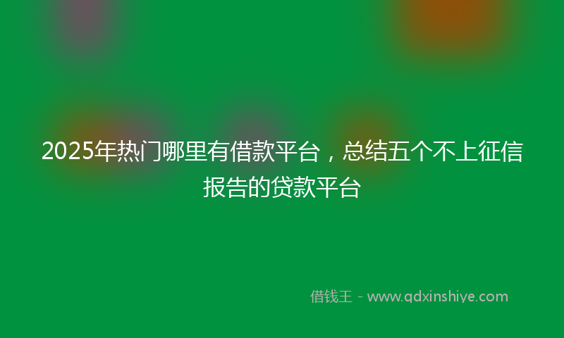 2025年热门哪里有借款平台，总结五个不上征信报告的贷款平台