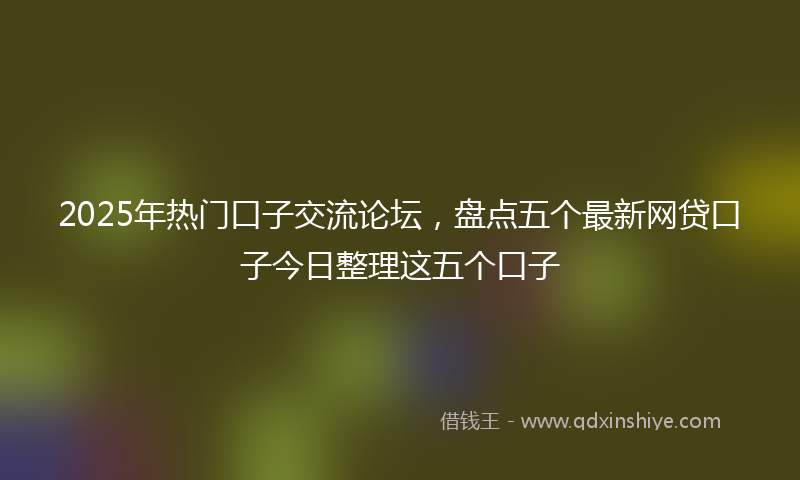 2025年热门口子交流论坛，盘点五个最新网贷口子今日整理这五个口子