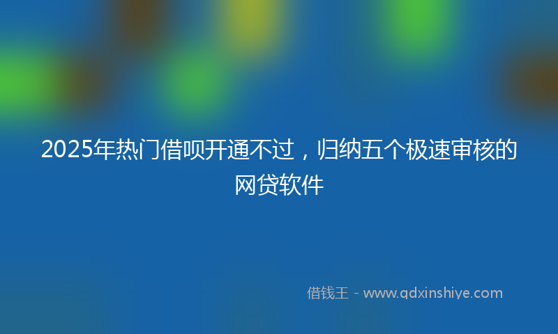 2025年热门借呗开通不过，归纳五个极速审核的网贷软件