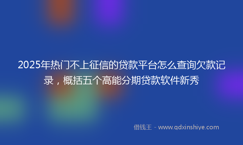 2025年热门不上征信的贷款平台怎么查询欠款记录，概括五个高能分期贷款软件新秀