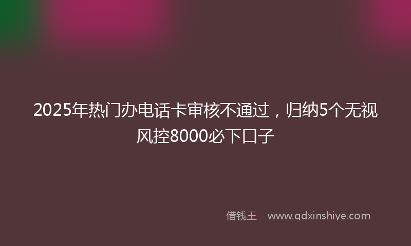 2025年热门办电话卡审核不通过，归纳5个无视风控8000必下口子