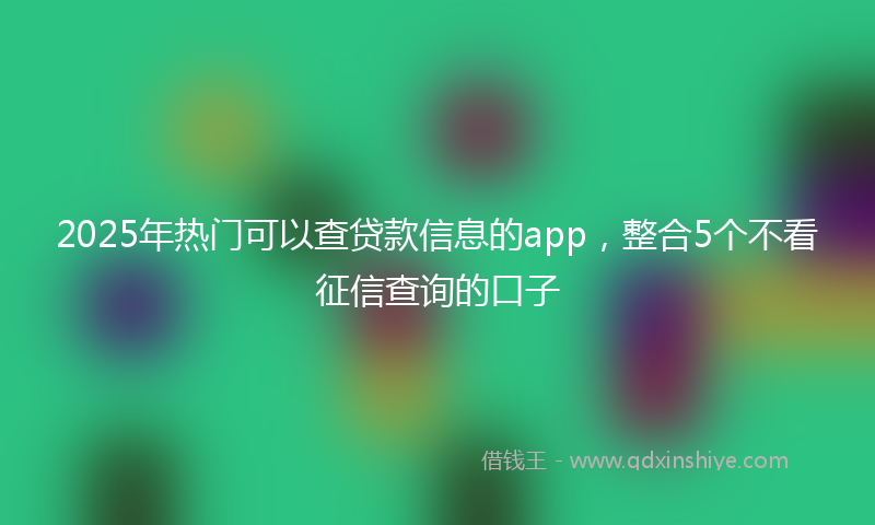 2025年热门可以查贷款信息的app，整合5个不看征信查询的口子