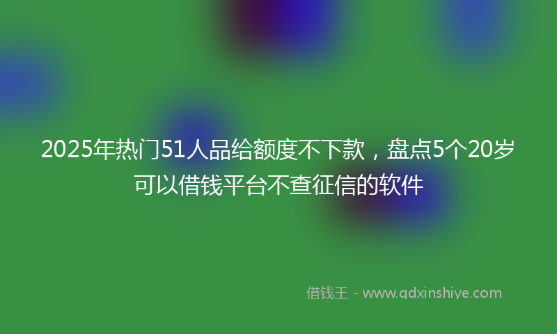 2025年热门51人品给额度不下款，盘点5个20岁可以借钱平台不查征信的软件
