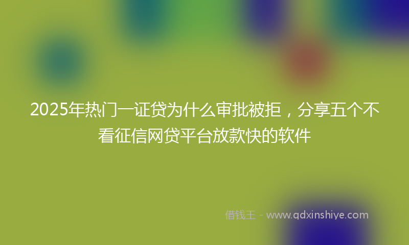 2025年热门一证贷为什么审批被拒，分享五个不看征信网贷平台放款快的软件