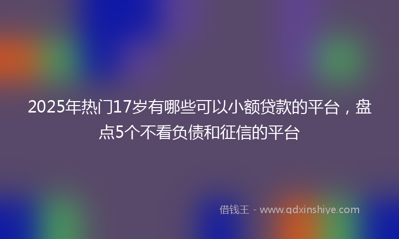 2025年热门17岁有哪些可以小额贷款的平台，盘点5个不看负债和征信的平台