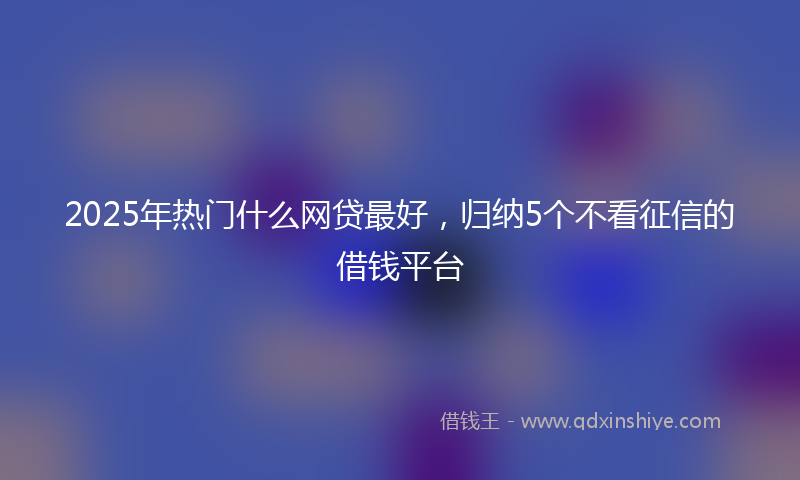 2025年热门什么网贷最好，归纳5个不看征信的借钱平台
