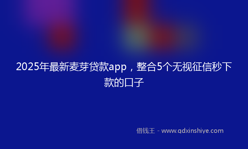 2025年最新麦芽贷款app，整合5个无视征信秒下款的口子